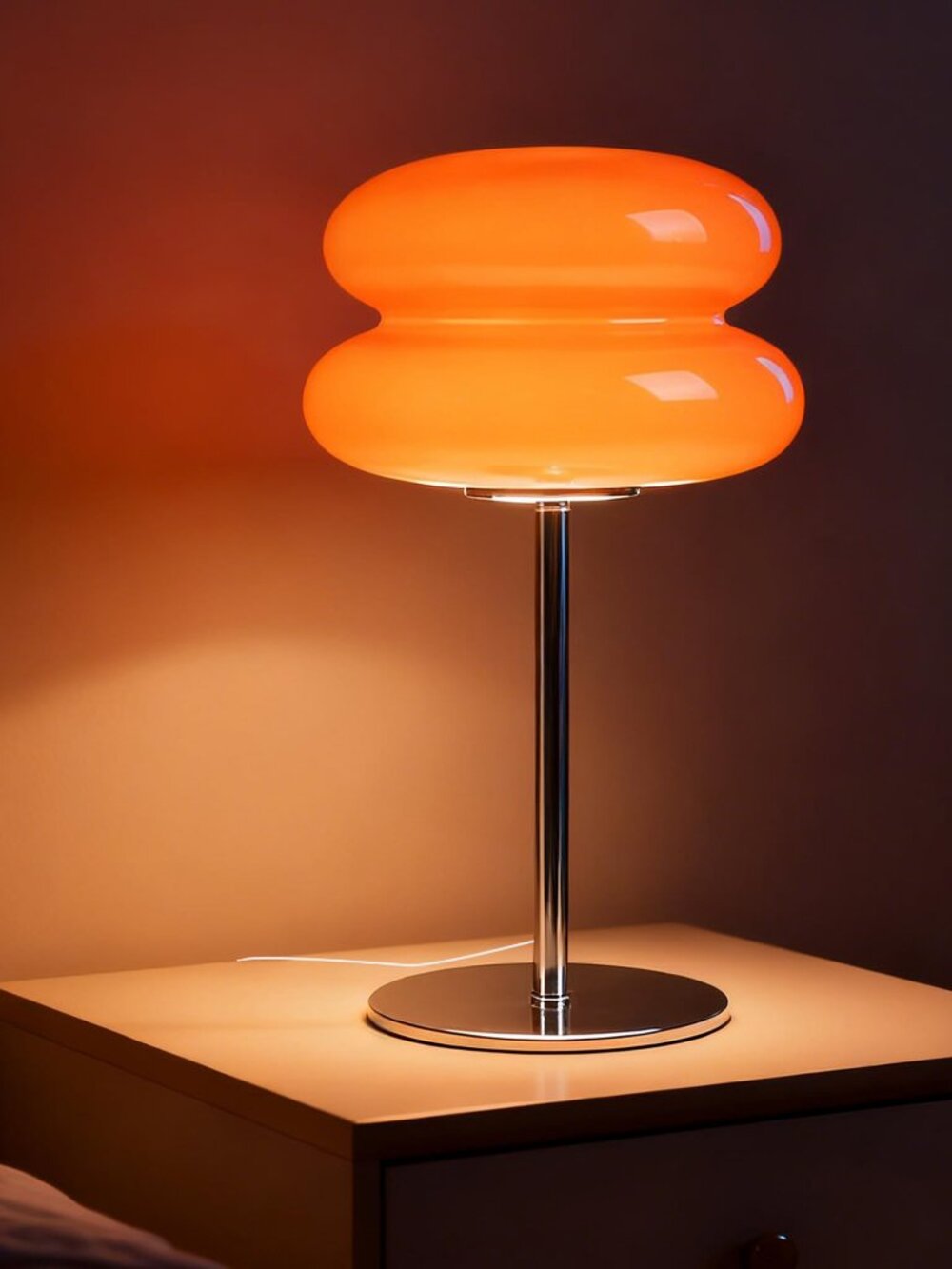 Bedroom Glass Mushroom Lamp, Orange